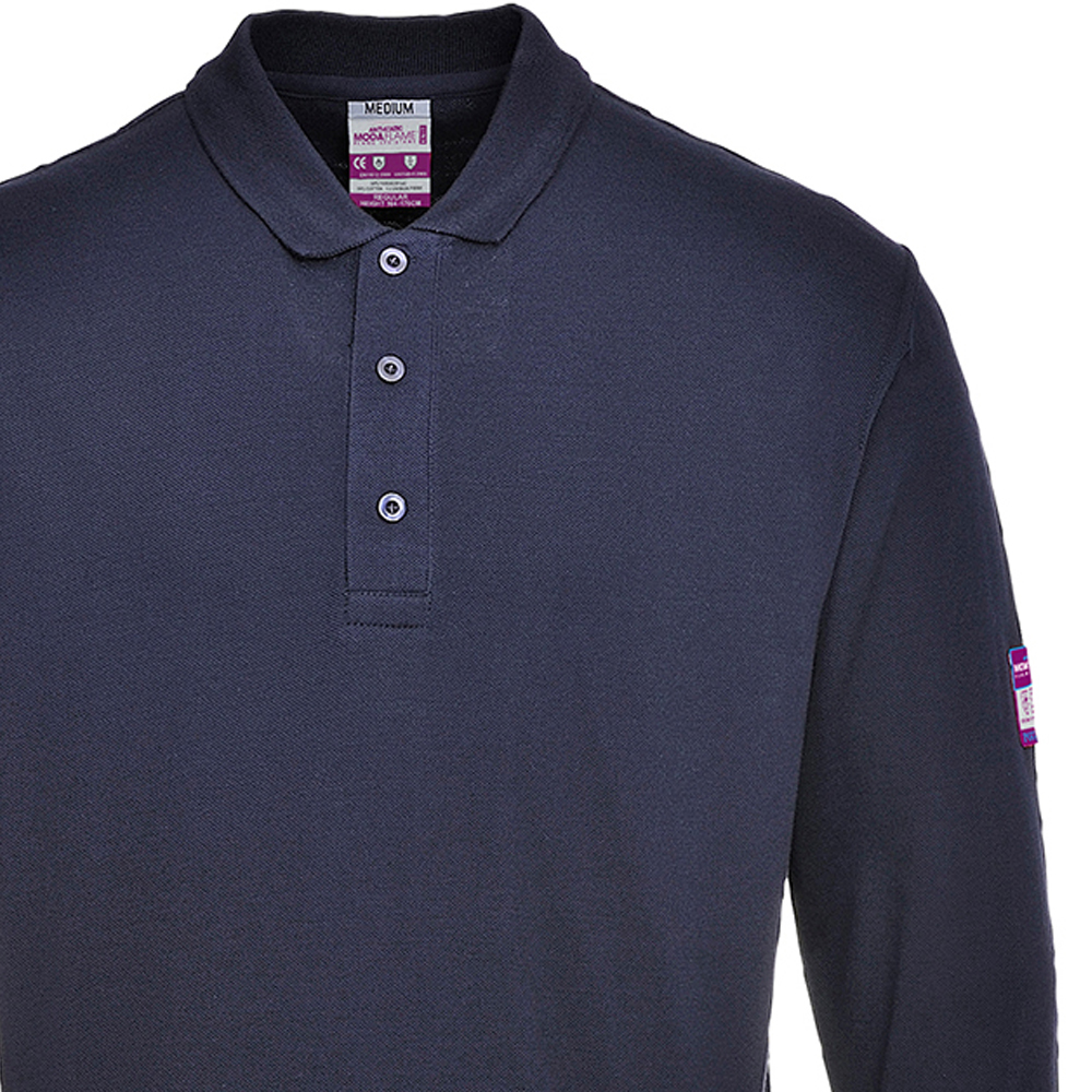 Portwest Flame Resistant Antistatic Long Sleeved Polo Shirt